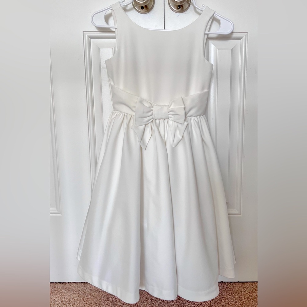 Janie and Jack White Bow Detail Formal Satin Dress